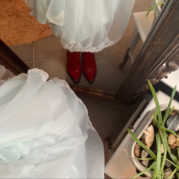 Vintage 60s Ice blue skirt lace bodice slip dress - Picture 8 of 13